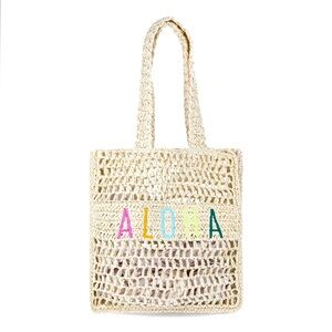 Tan Straw Tote Bag